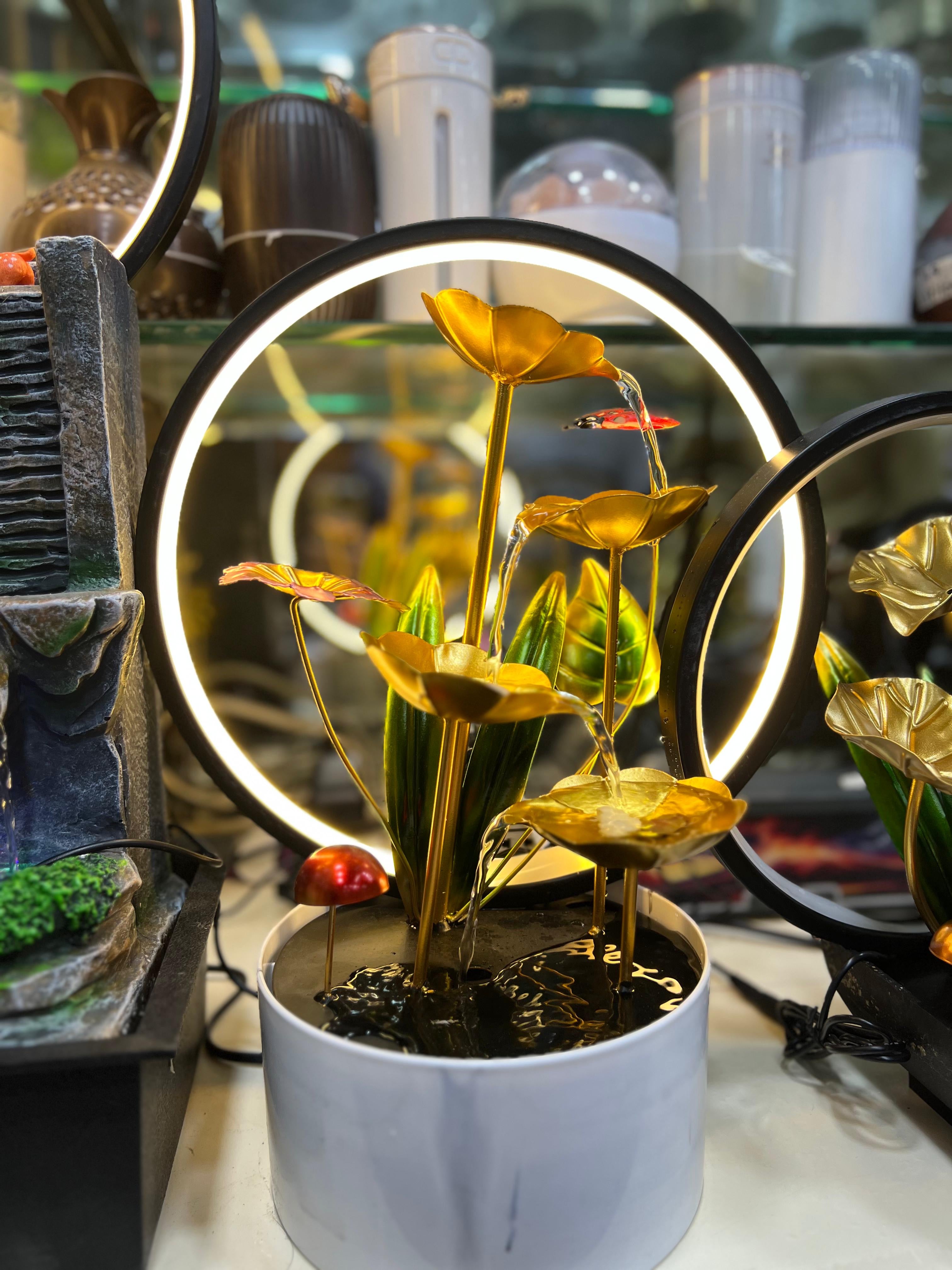 LED Leave Fountain, Desktop Decor Fountain, Electric Indoor Fountain, Waterfall Decor Fountain