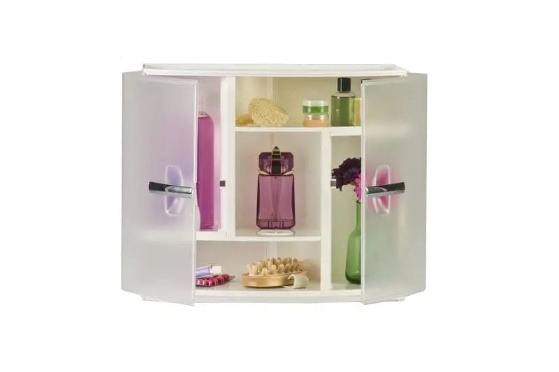 Plastic Bathroom Cabinet, Wall Mounted, Hanging Bathroom Storage Cabinet, Multipurpose Cabinet with Doors and Shelves, Wall Mounted Washroom Cabinet, Over The Toilet Cabinet, Kitchen Bathroom Storage Shelve