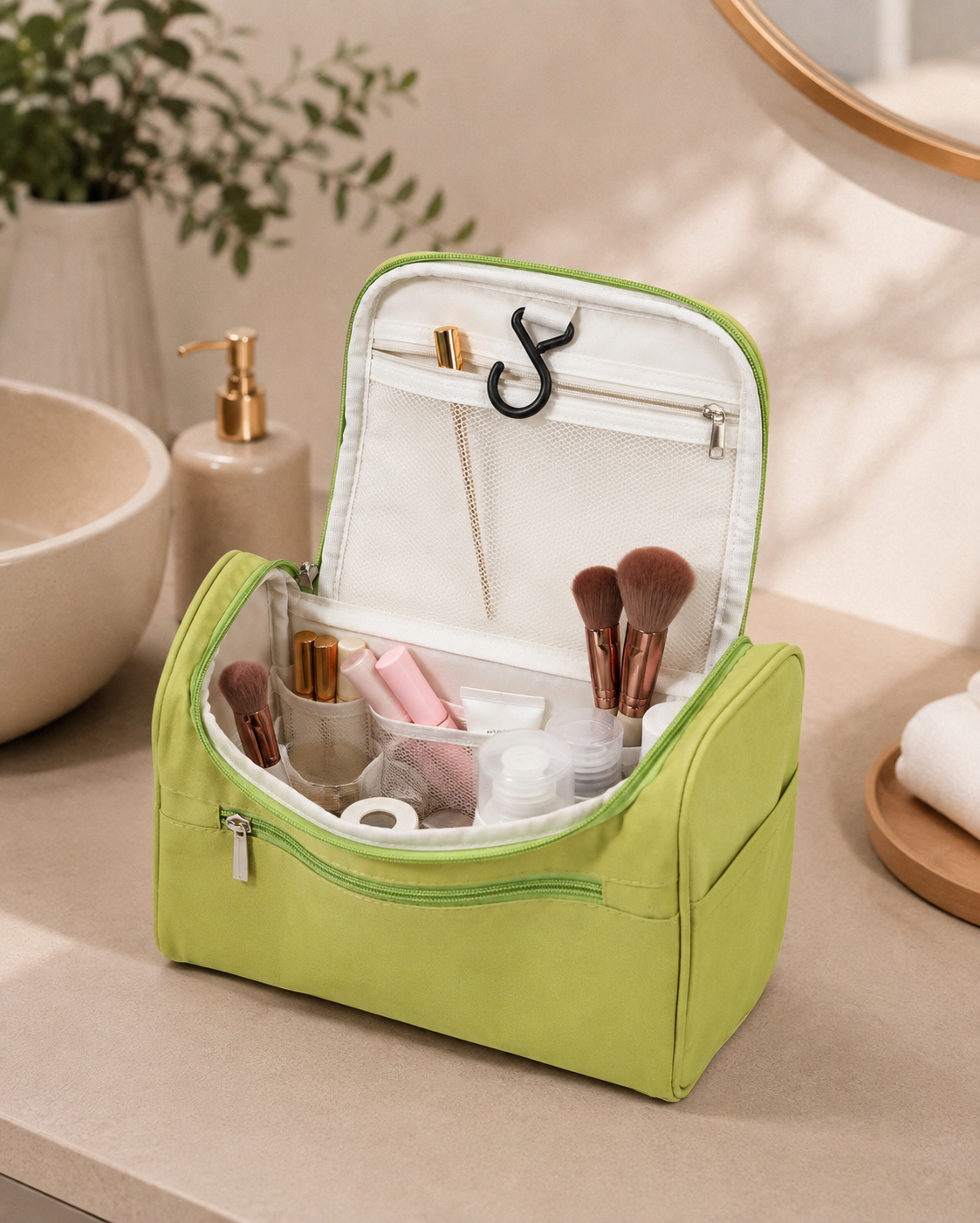 Portable Travel Toiletry And Makeup Bag, Travel Essentials Organizer Bag, Multi Compartment Travel Organizer, Travel Makeup Organizer Bag