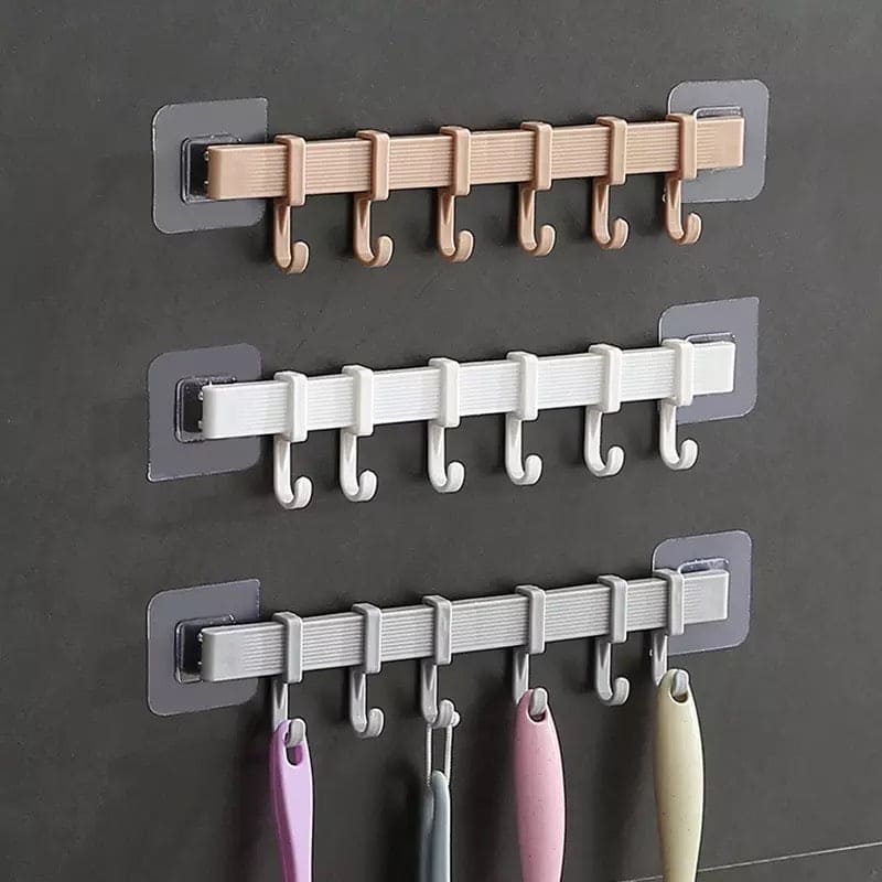 Chest Hook Towel Hanger, Multifunction Kitchen Bathroom Storage Hook, 6 Hook Home Organizer Storage Rack, Multipurpose Hook Rack, Double Suction Cup Towel Rack, Multifunction Wardrobe Rack