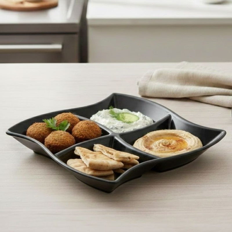 4 Partition Snack Plate, Party Snack Tray, Smart Serving Plate, Kitchen Serving Tray