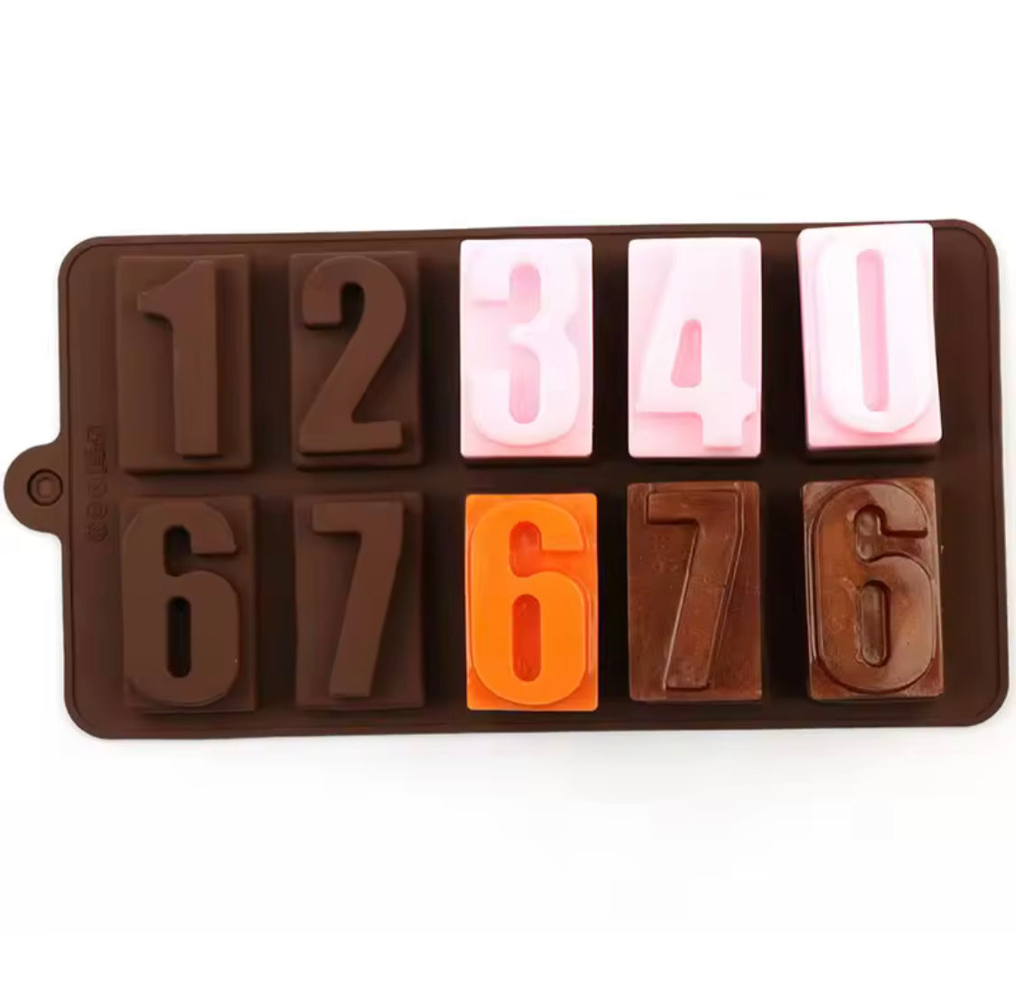 Silicone 3D Digital Numbers Chocolate Mold, 3D Silicone Numbers Molds, Cake Decorating Tools