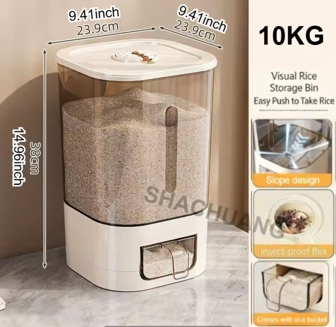 Transparent Kitchen Rice Storage Dispenser, Moisture Proof Cereal Dispenser, Sealed Storage Rice Container