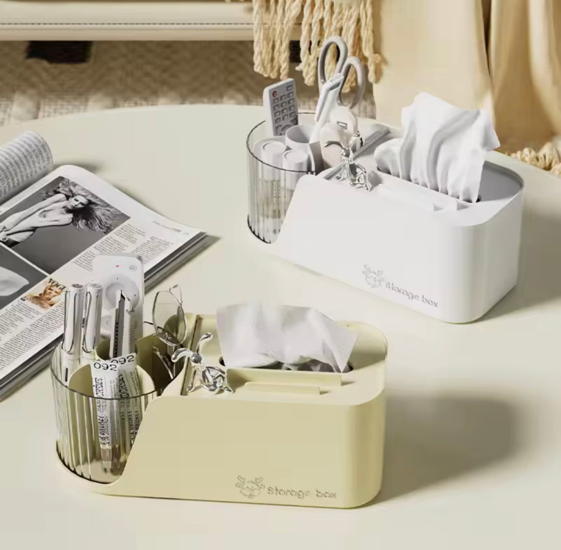 Multifunctional Rotating Pen Holder With Tissue Box, Creative Phone Holder With Tissue Dispenser, Desktop storage box