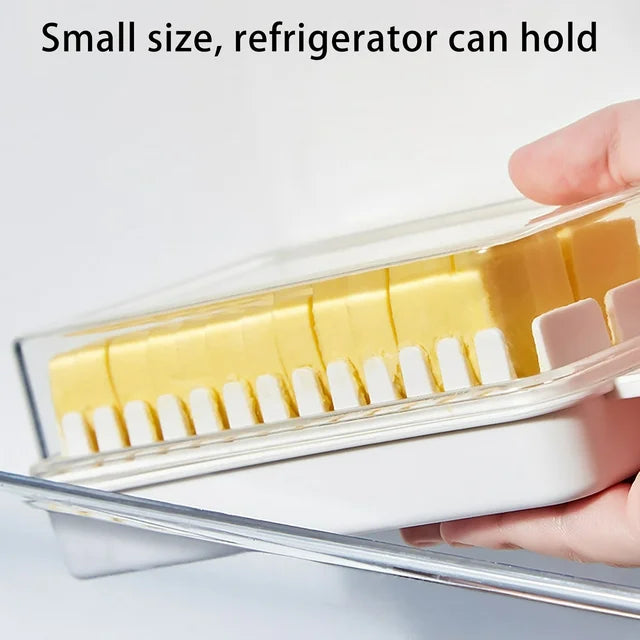 Butter Cutting Box, Crisper Butter Cutting Case With Lid, Cheese Butter Cutting Storage Box, Butter Refrigerator Fresh Keeper Container, Transparent Plastic Butter Box With Cover