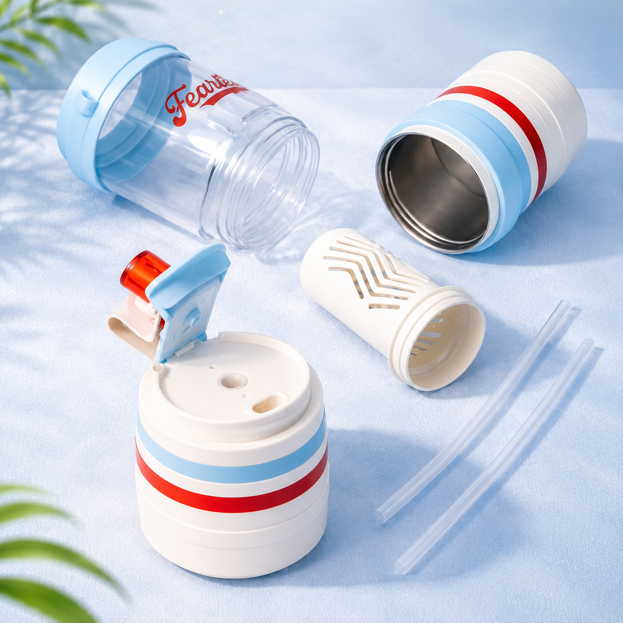Multifunction Insulated Water Cup, Portable Sports Water Bottle With Handle, Foldable Outdoor Drinking Bottle, Leakproof Straw Bottle With Handle