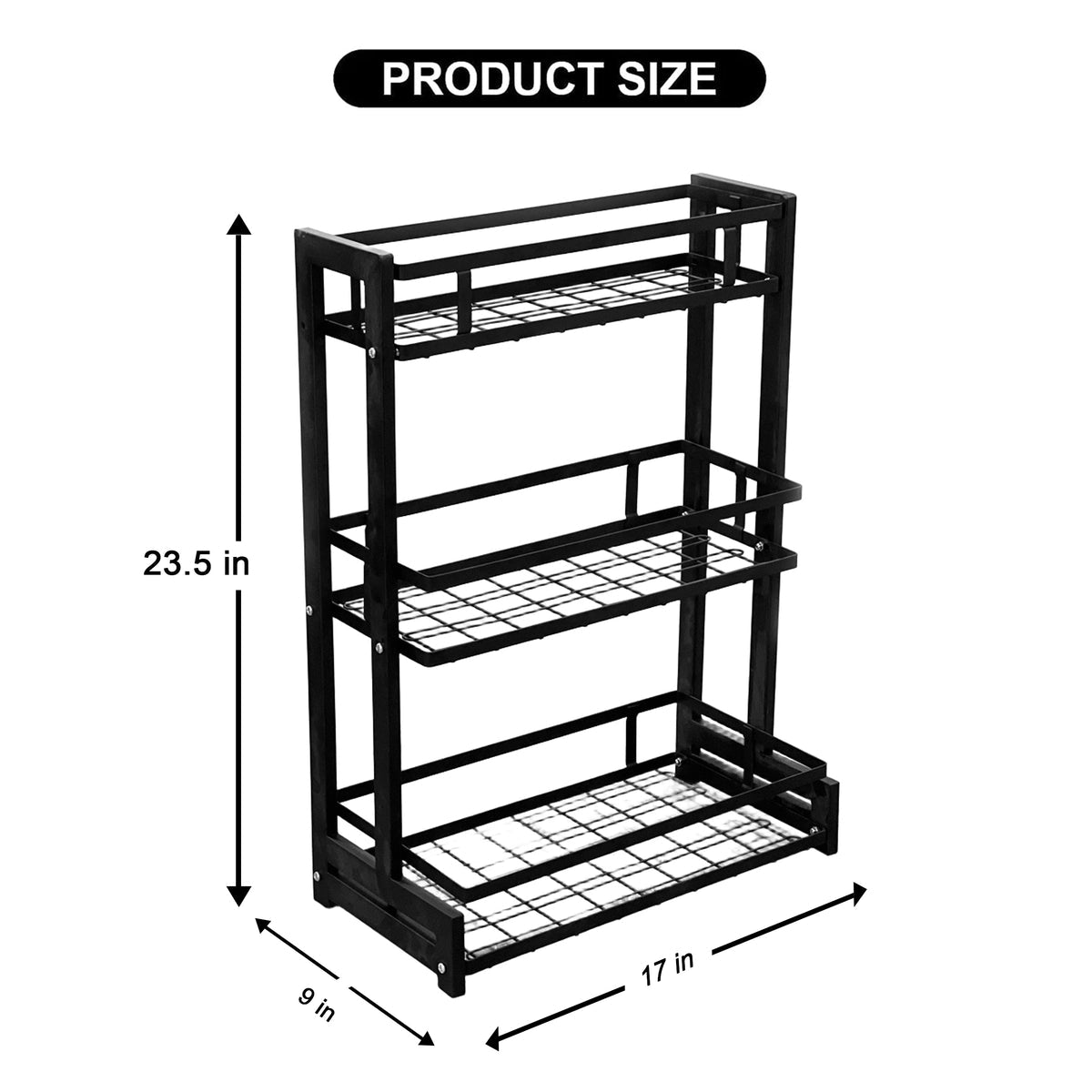3 Tier Kitchen Organizer Rack, Kitchen Metal Storage Shelf, Corner Shelf Stackable Organizer