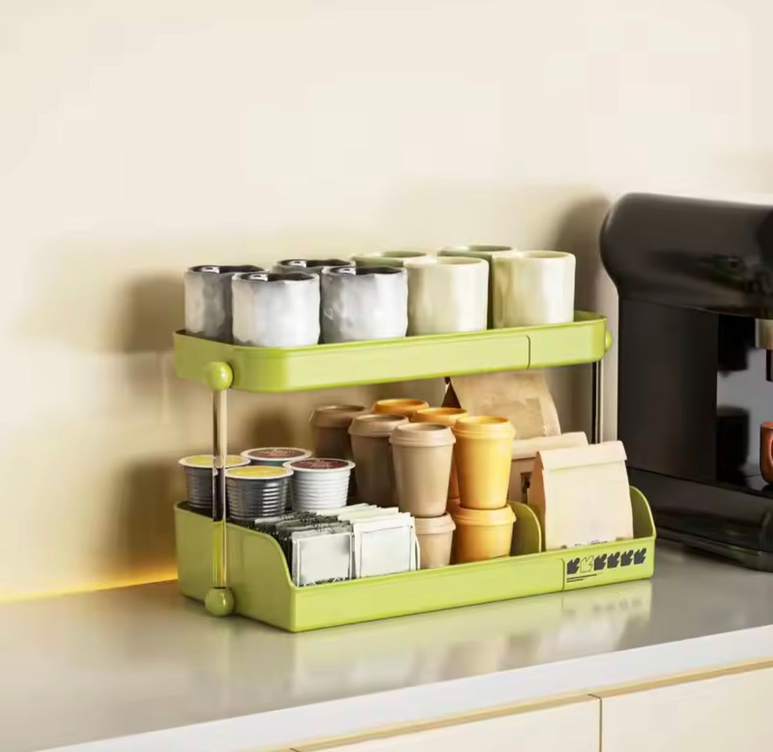 2 Tier Desktop Storage Shelf, Multifunctional Cup Holder, Multipurpose Mug Rack Tea Cup Holder, Kitchen Coffee Cup Rack For Office Home