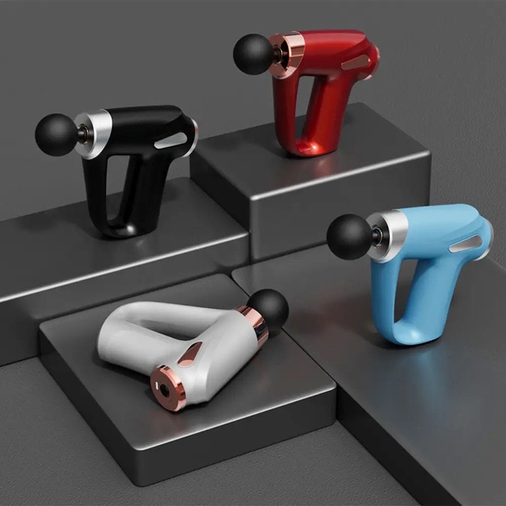 Pistol Mini Massager, 4 Head Handheld Electric Massagers, Household Mini Fascia Gun Vibration Muscle Massager, Rechargeable Handheld Muscle Massager, Fascia Massager Neck Body Massager, Portable Body Massager Gun