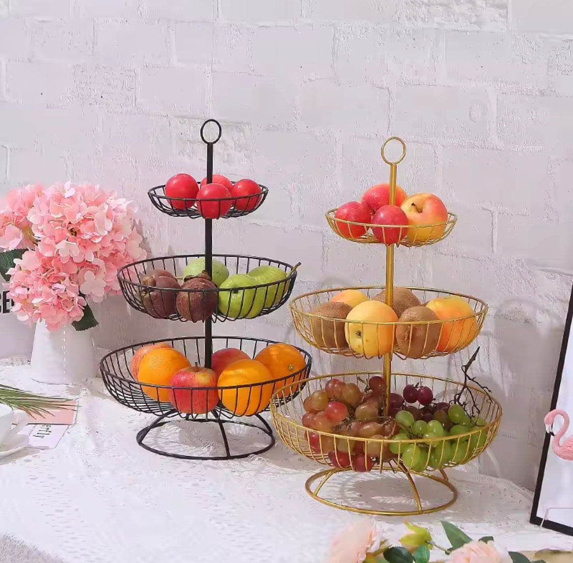 3 Layer Retro Style Fruit Basket, Countertop Metal Fruit Basket, Decoration Fruit Rack, Kitchen Fruit Basket Rack