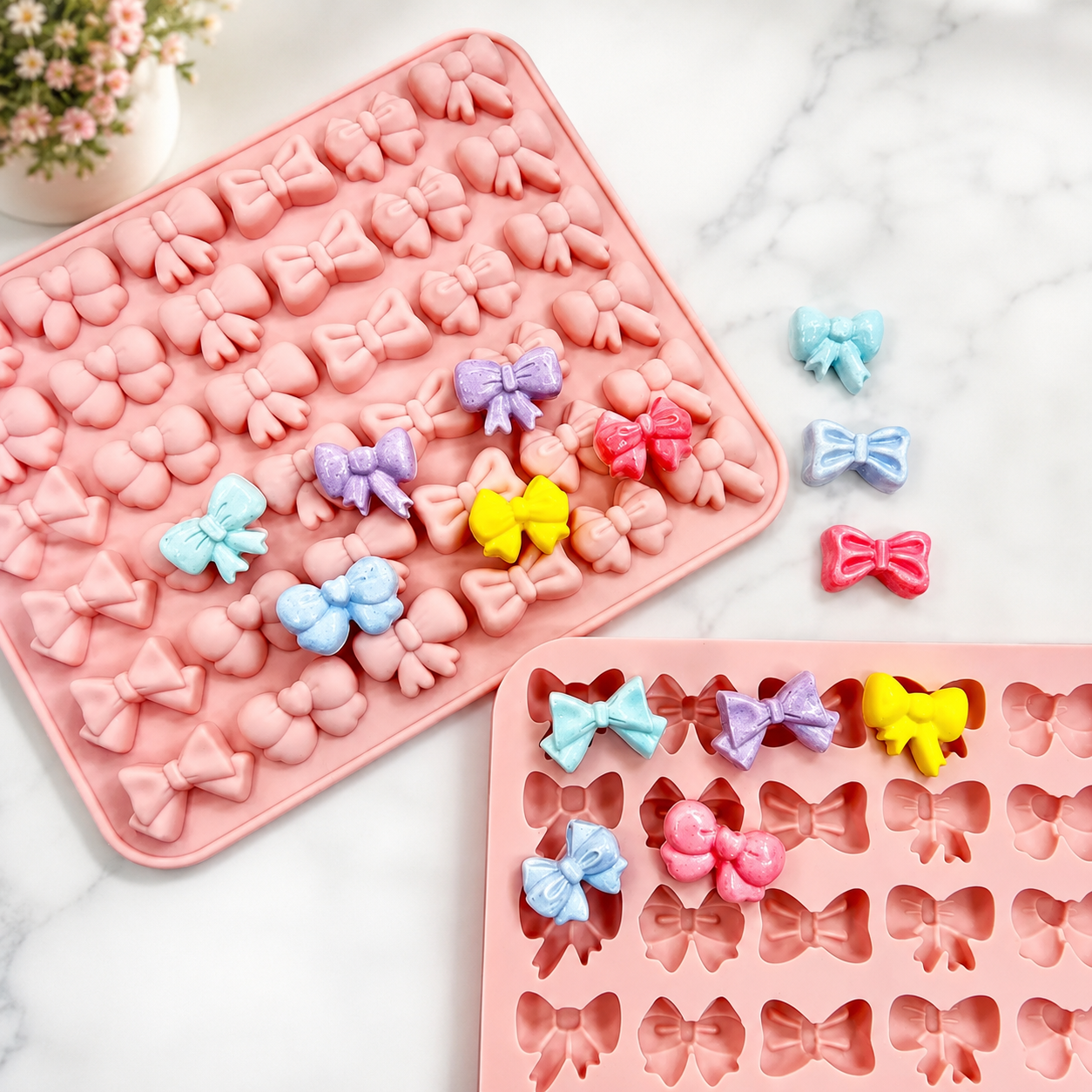 Mini Bow Silicone Chocolate Mold, Reusable Silicone Bow Mold Tray, Bow Shape Fondant And Chocolate Mold