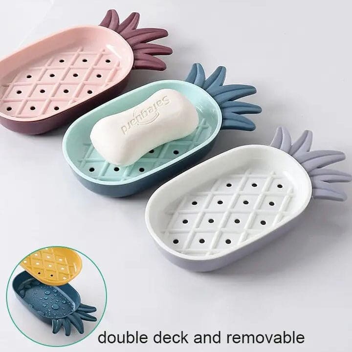 Pineapple Drain Soap Dish, Double Layer Fruity Soap Box, Bathroom Soap Dish