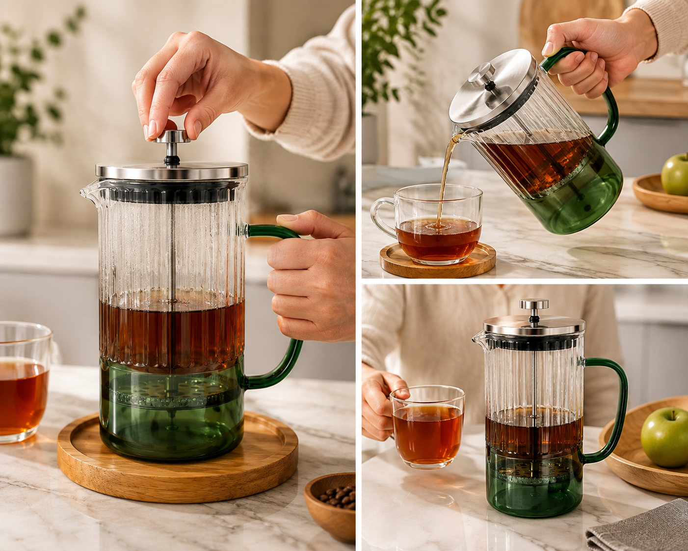 Elegant Glass French Press Coffee And Tea Maker,Minimalist French Press Coffee Maker, Manual Coffee Press