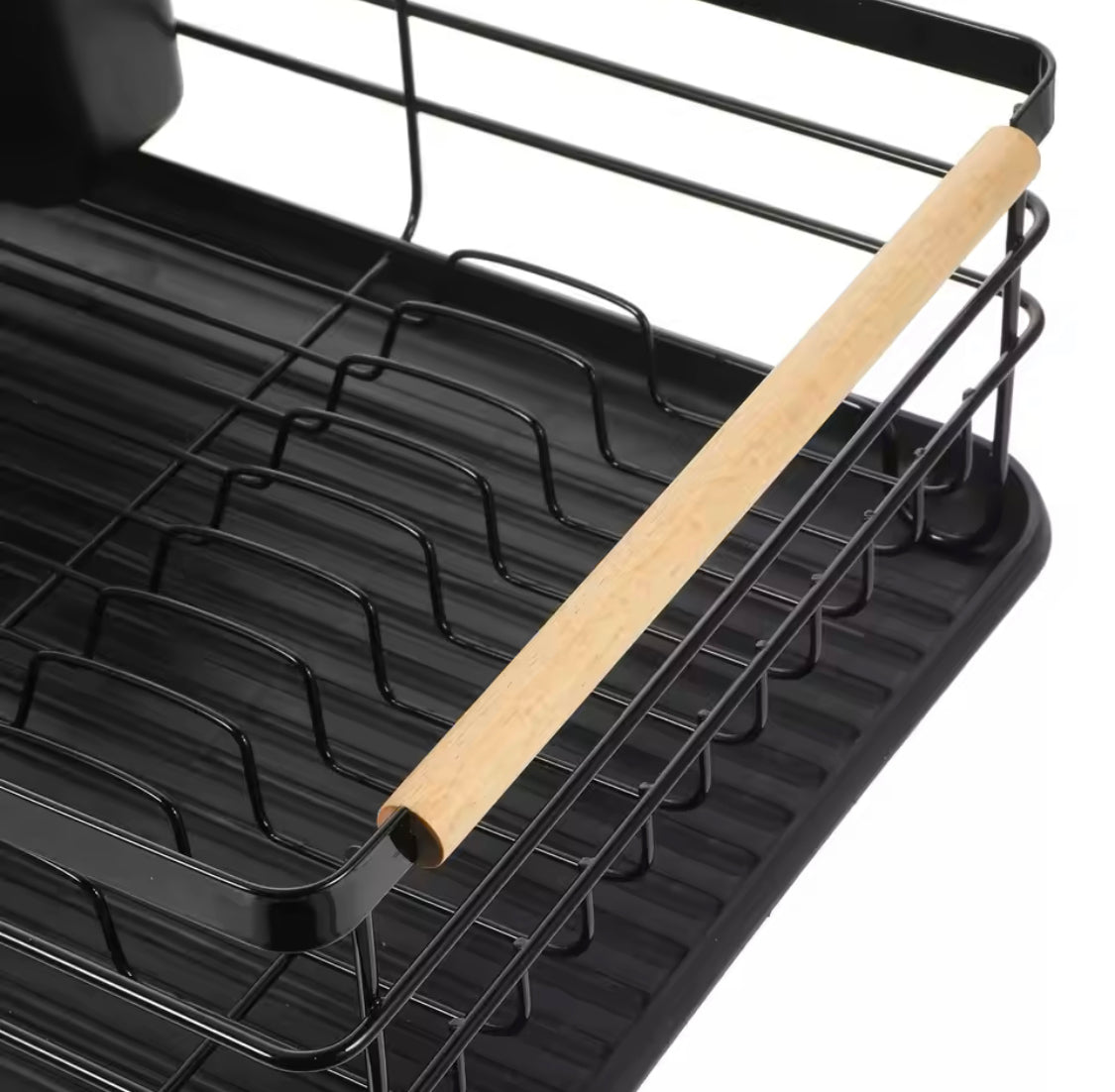 Stainless Steel Kitchen Dish Storage Rack, Wooden Handle Dish Storage Holder, Chopsticks And Utensils Holder