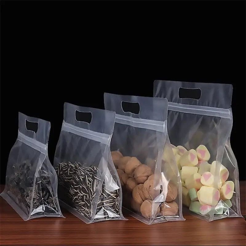 Set Of 4 Transparent Flat Bag, Reusable PEVA Food Bag, Freezer Stand Up Food Storage Bag, Kitchen Organizer Fresh Shut Bag, Multifunctional Food Preservative Storage Bag, General Use Portable Ziplock Bag