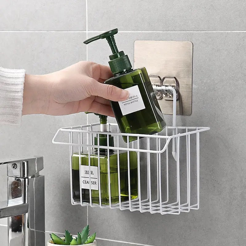 Metal Sponge Holder With Towel Stand, Kitchen Dish Cloth Sponge Shelf Storage Basket, Bathroom Towel Drain Rack Kitchen Organizer, Shower Caddy Basket Shelf