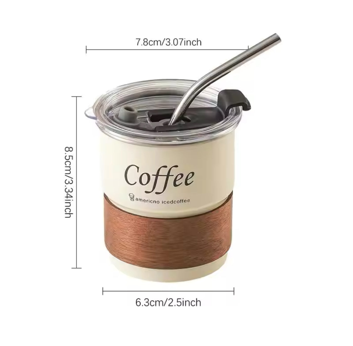 300ml Stainless Steel Insulated Mug With Lid, Multifunction Coffee Cup With Straws, Portable Heat Resistant Coffee Cup For Outdoor Camping