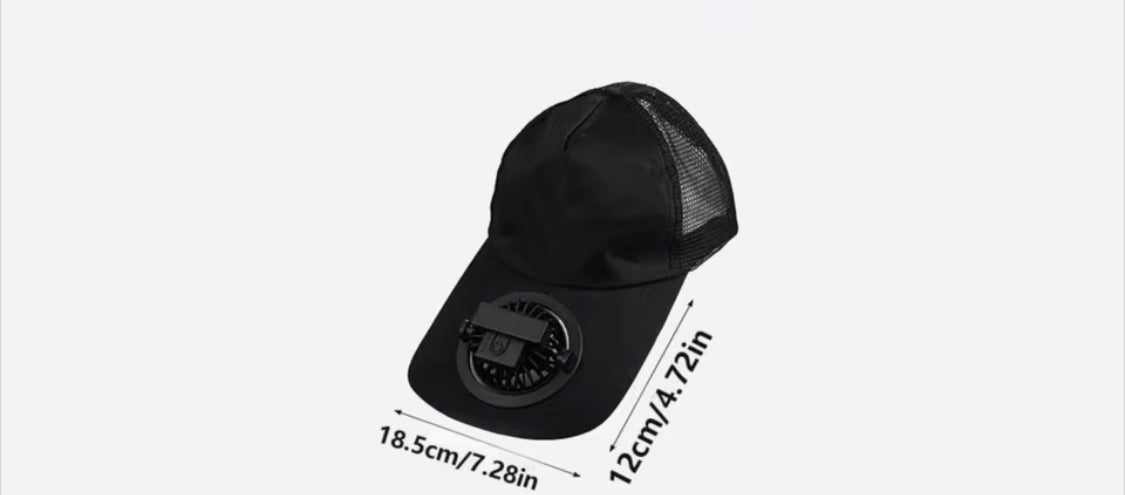 Solar Powered Fan Cap, Sun Protection Mesh Solar Fan Hat, Strong Wind Wide Baseball Cap