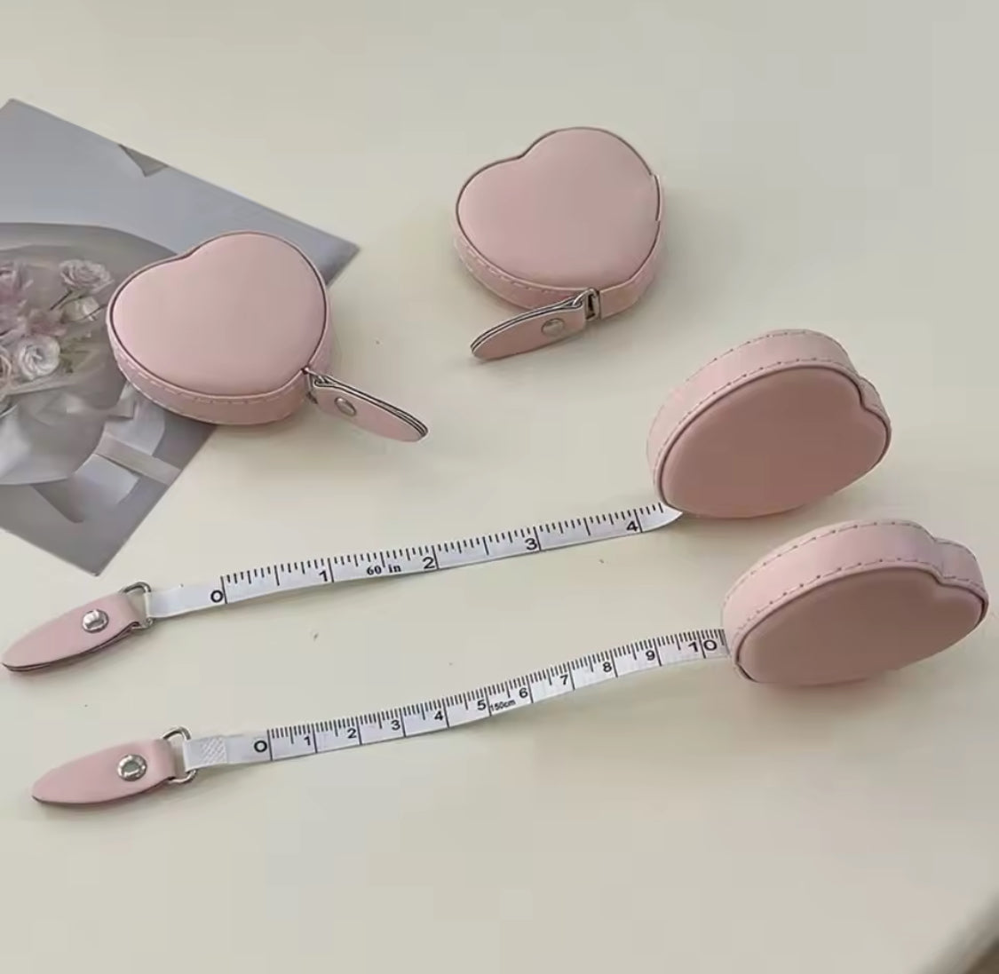 Cute Heart Shape Measuring Tape, Portable Soft Leather Measuring Tape, Mini Ruler for Body Measuring Tool Cute Heart Shape Measuring Tape, Portable Soft Leather Measuring Tape, Mini Ruler for Body Measuring Tool