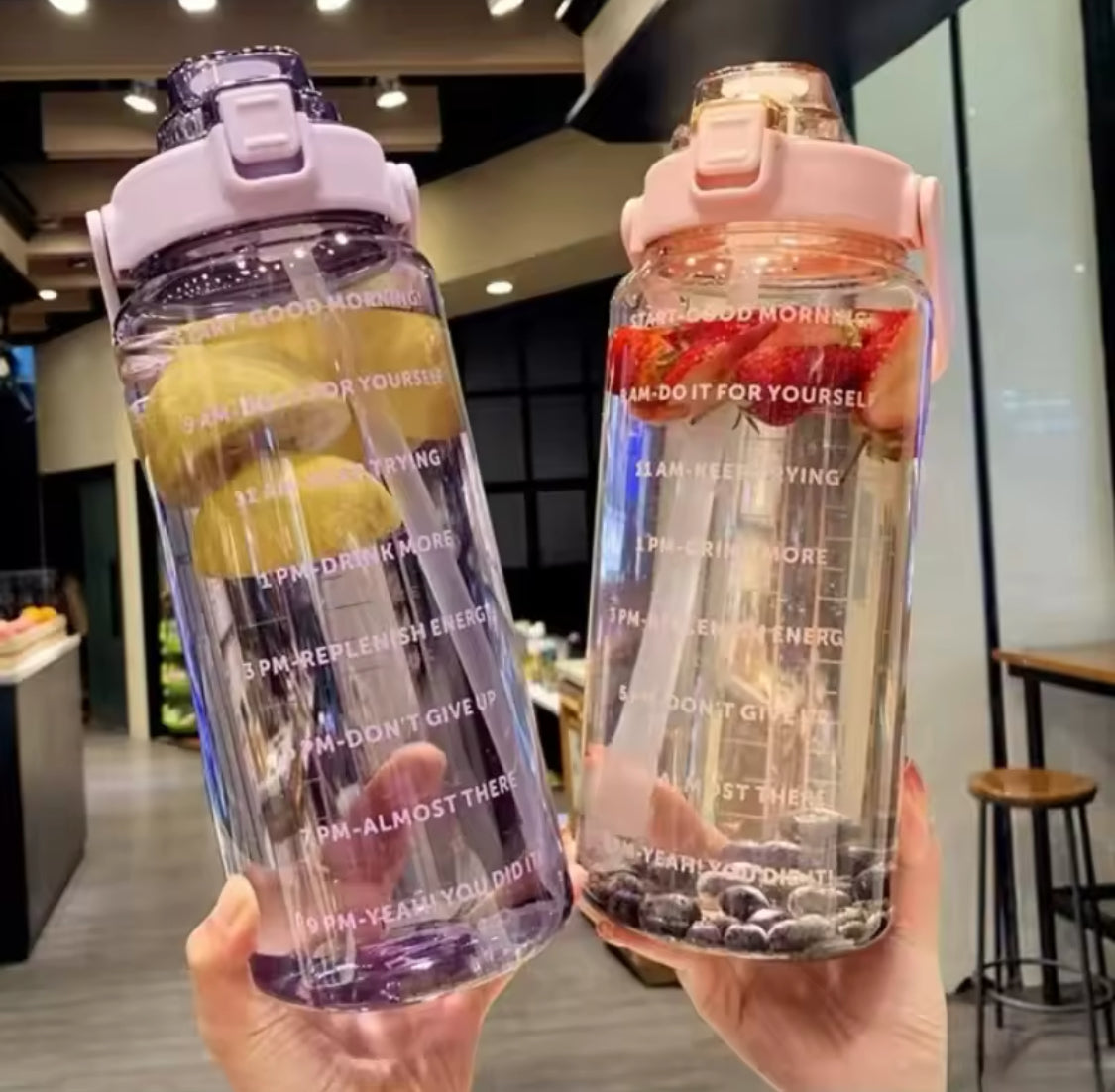 Pack Of 3 Transparent Motivational Water Bottle, Large Capacity Water Bottle, Sports Water Bottle, Transparent Refillable Leakproof Water Bottle