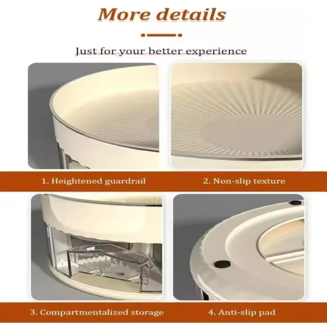 360° Rotating Spice Organizer, 6 Grid Seasoning Tray, Rotatable Spice Bottle Shelf Organizer, Large Capacity Double Layer Seasoning Storage Rack, Rotatable Condiment Rack
