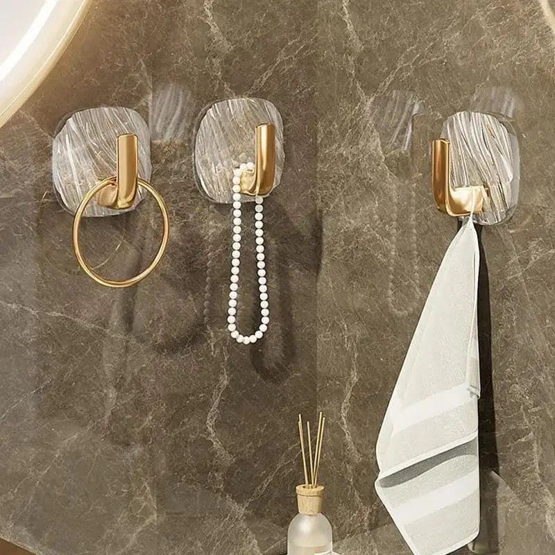 Square Luxury Key Hanger, Self Adhesive Acrylic Hooks, Punch Dree Light Luxury Hook, Kitchen Bathroom Storage Hanger, Multifunctional Door Organizer, Non Punching Sticky Hook, Multipurpose Kitchen Bathroom Hooks