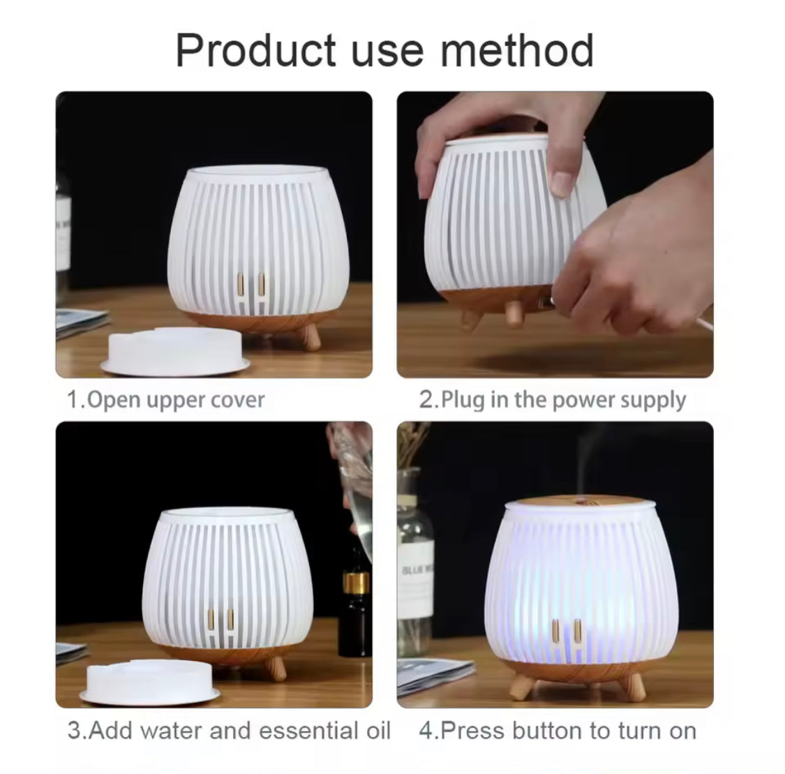 Nordic Wood Style Aroma Diffuser, Bird Cage Hollow Air Diffuser, Tabletop USB Aromatherapy Diffuser