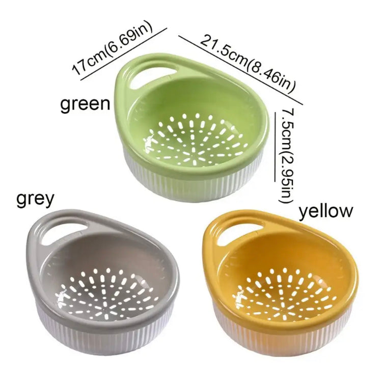 Plastic Kitchen Drain Basket, Double Layer Rice Wash Basket, Colander Set with Bowl Strainer