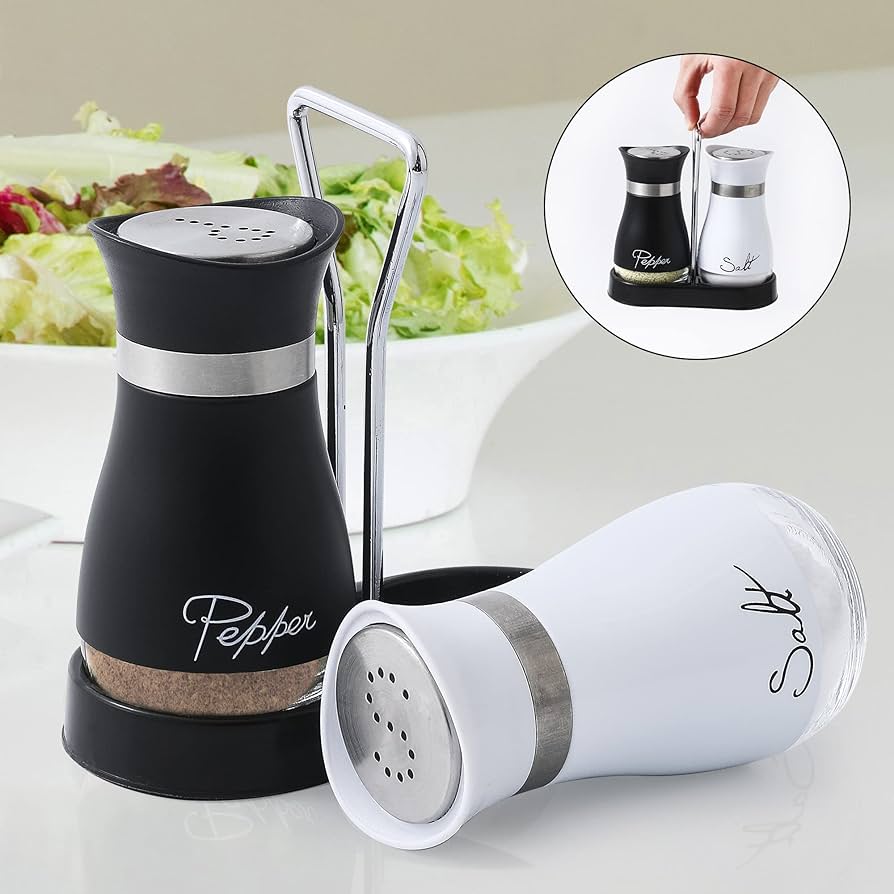 Refillable Salt And Pepper Set, Kitchen Glass Salt And Pepper Dispenser, Salt And Pepper Seasoning With Stand