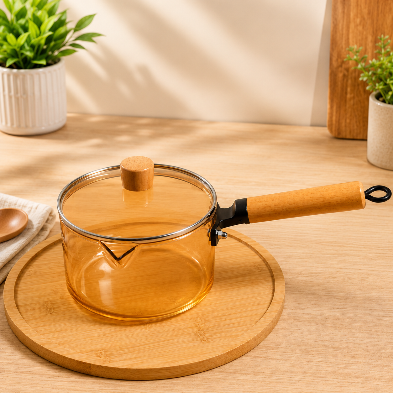 Heat Resistant Cooking Glass Pot, New Transparent Design Pot, Kitchen Cooking Saucepan