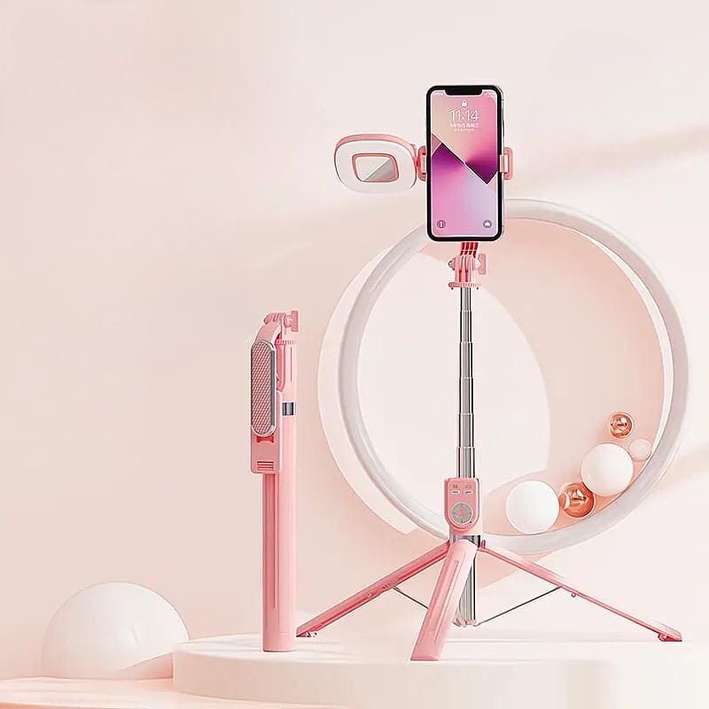 Gimbal Selfie Stick, Tripod Selfie Sticks Holder Metal Stable Bluetooth RC Shooting Beauty Selfie Stick, Stabilizer Selfie Stick Tripod with Fill Light, Retractable Tripod Phone Stand With Light, 360° Rotating Photography Live Streaming Devices