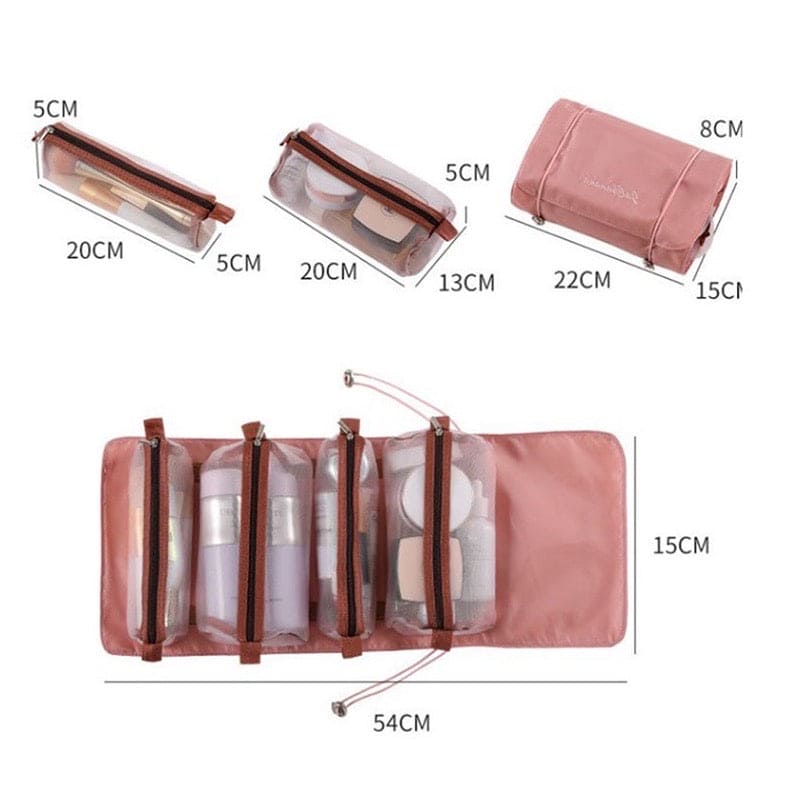 4 In 1 Foldable Mesh Bag, Separable Toiletry Storage Bag Organizer, Multifunctional Women Cosmetic Bag, Travel Organizer Foldable Hanging Nylon Wash Storage Bag, Portable Makeup Bag Toiletry Pouch, Portable Detachable Wash Pouch