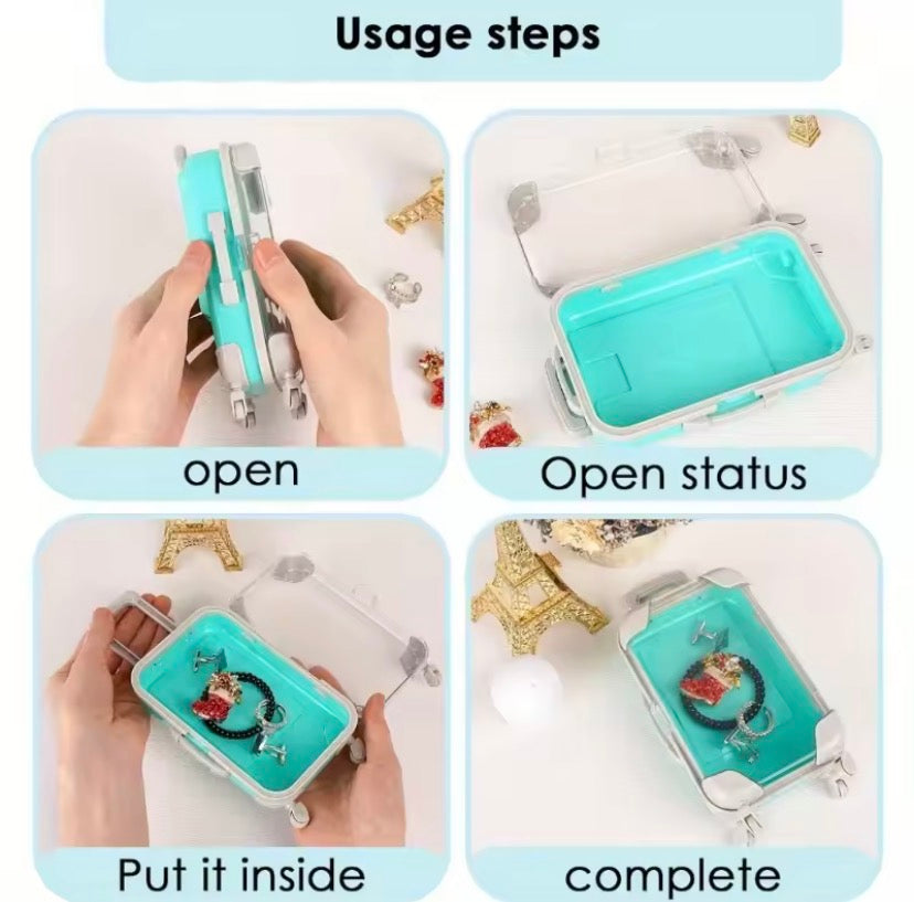 Mini Suitcase Trolley Storage Organizer Case, Tiny Suitcase Trolley Storage Case, Makeup Carrying Toiletry Suitcase Box