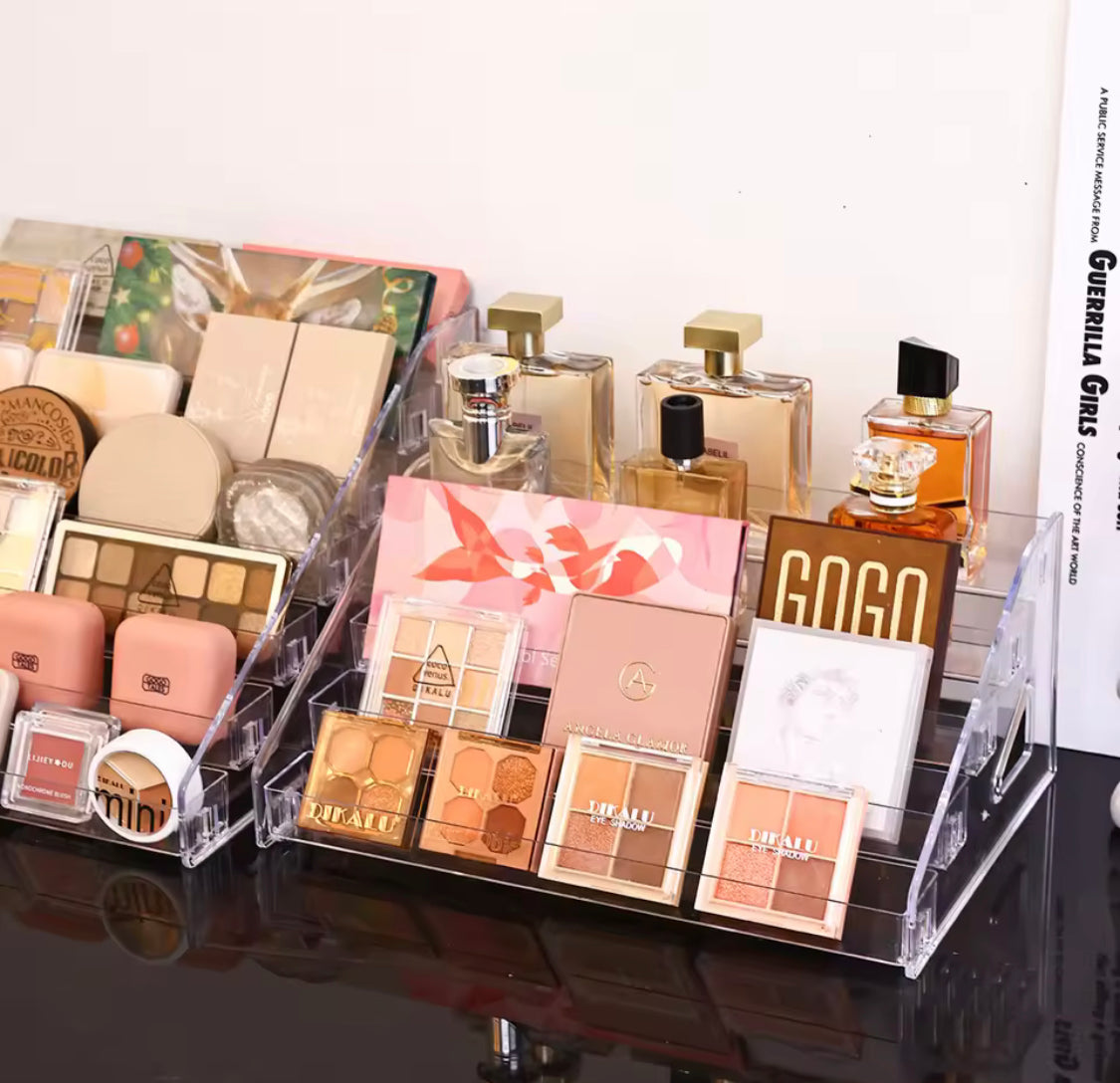 Multi Layer Acrylic Cosmetics Display Shelf, Portable Desktop Organizer, Transparent Cosmetics Storage Rack