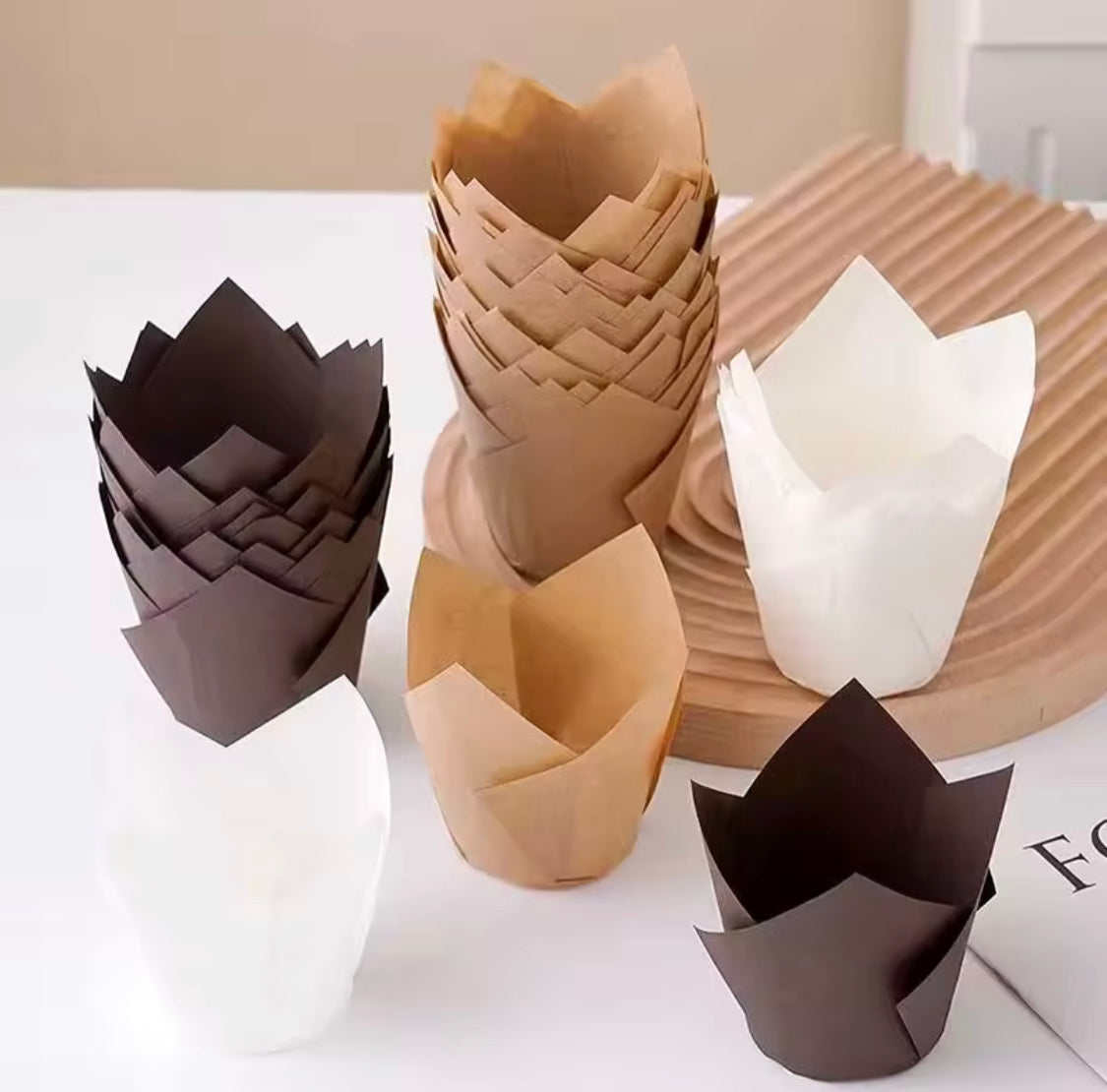 Tulip Shape Cupcake Liner Paper, Oil Proof Cupcake Baking Liner, Cupcakes Paper Molds, Muffin Cup Container