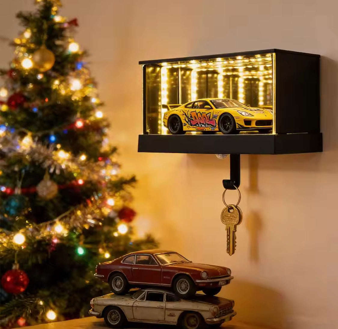 Infinity LED Car Display Key Holder, LED Display Key Box, Luxury Wall Mounted Car Display Shelf, Smart Wall Display Key Organizer