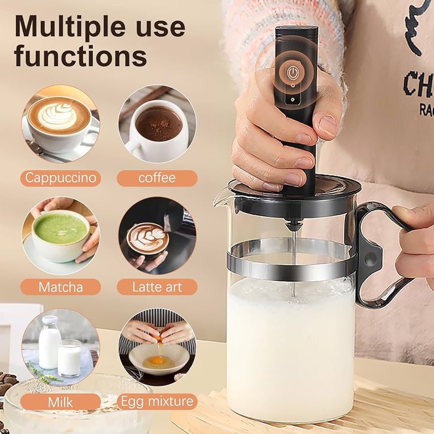 Electric Milk Frother And Foam Maker, Rechargeable Automatic Milk Frother, Mini Handheld Milk Frother With Cup