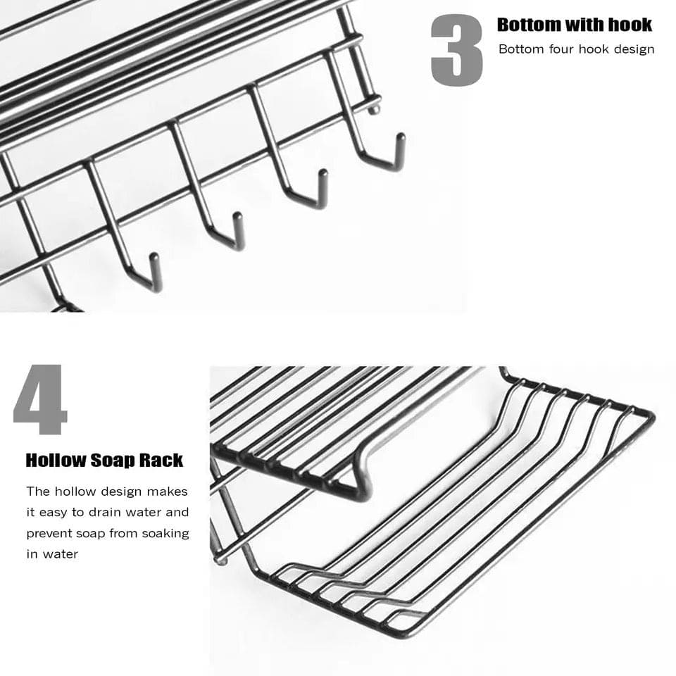 Self Adhesive Caddy Shelf With Hook, Combo Organizer Basket, Multipurpose Home Kitchen Bathroom Wall Hanging Shelves, Perforation Free Bathroom Storage Rack, Wall Mounted Multifunctional Rack, Magic Sticker Shower Rack Shelf