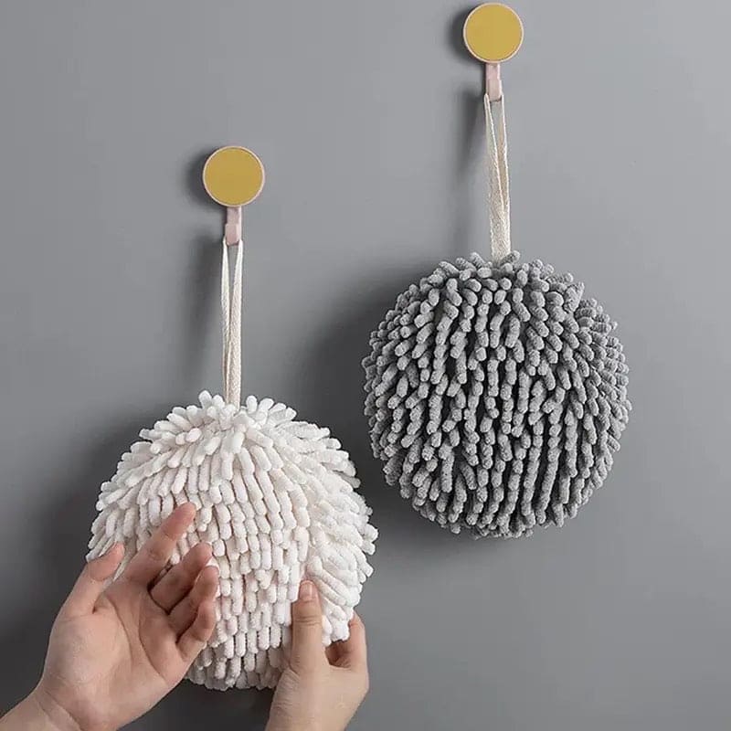 Microfiber Hand Ball Towel, Pompom Hand Towel, Hanging Hand Wipes, Kitchen Bathroom Hand Towel Ball with Hanging Loops, Quick Dry Soft Absorbent Fluffy Towel, Soft Absorbent Hand Drying Towel, Creative Hand Wipe Ball