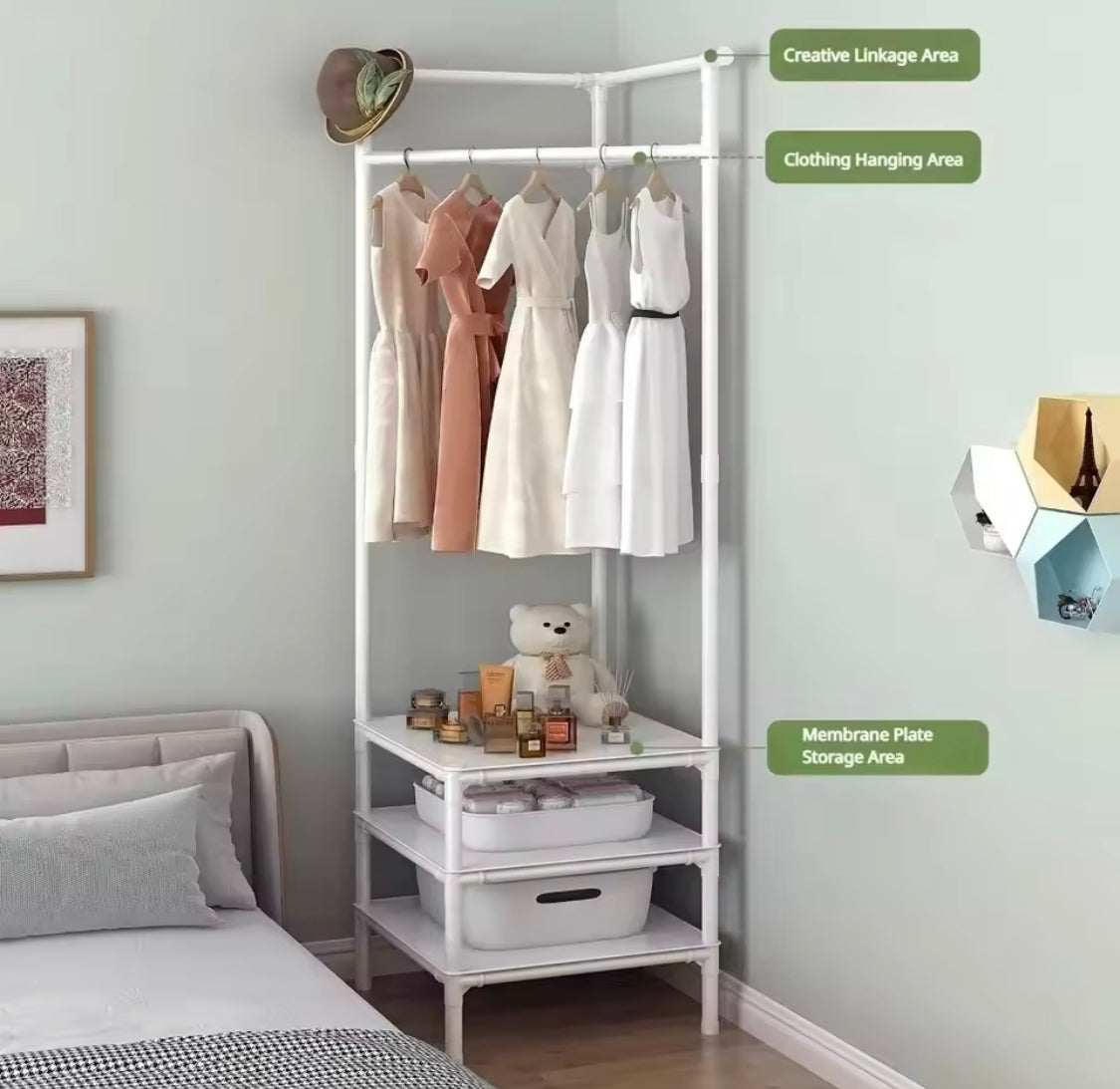 Multilayer Bedrooms Corner Clothes Rack, Simple Clothes Coat Racks, Living Room Organizer Shelf