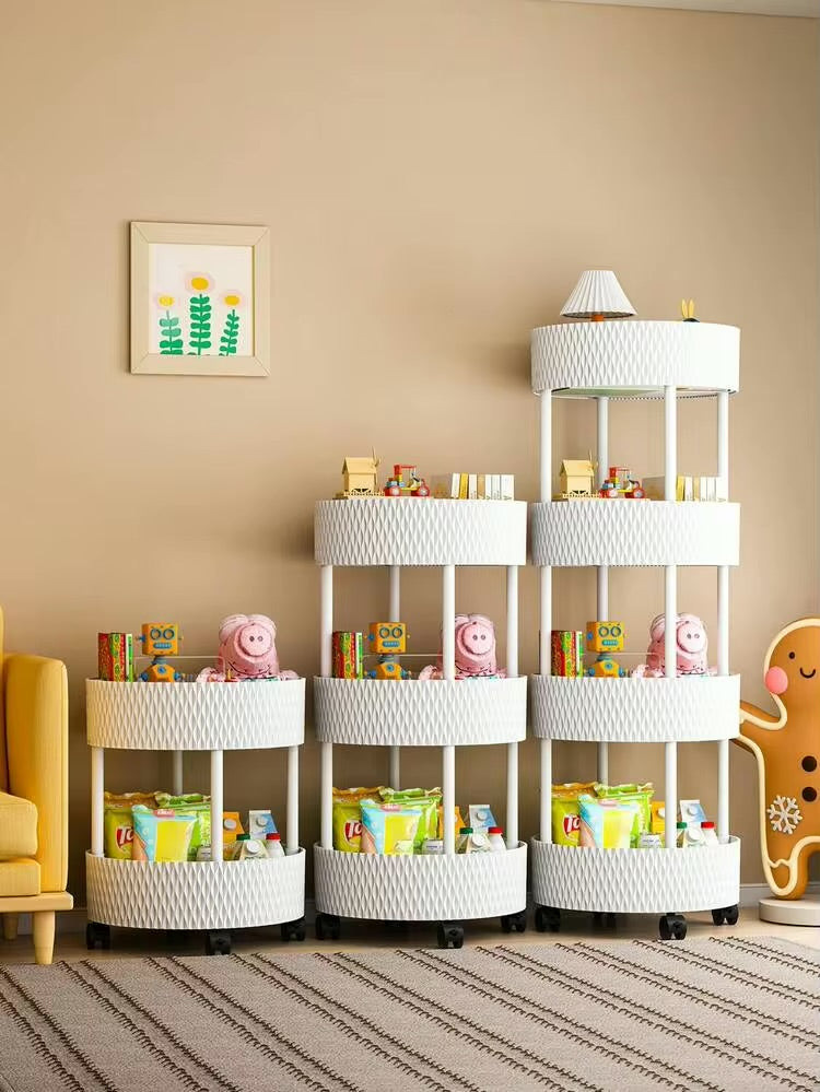 3 Tier Rolling Storage Cart With Wheels, Home Snack Vegetables Storage Rack with Wheels, Multi Tier Floor Rack Organizer, Movable Sundries Storage Organizer
