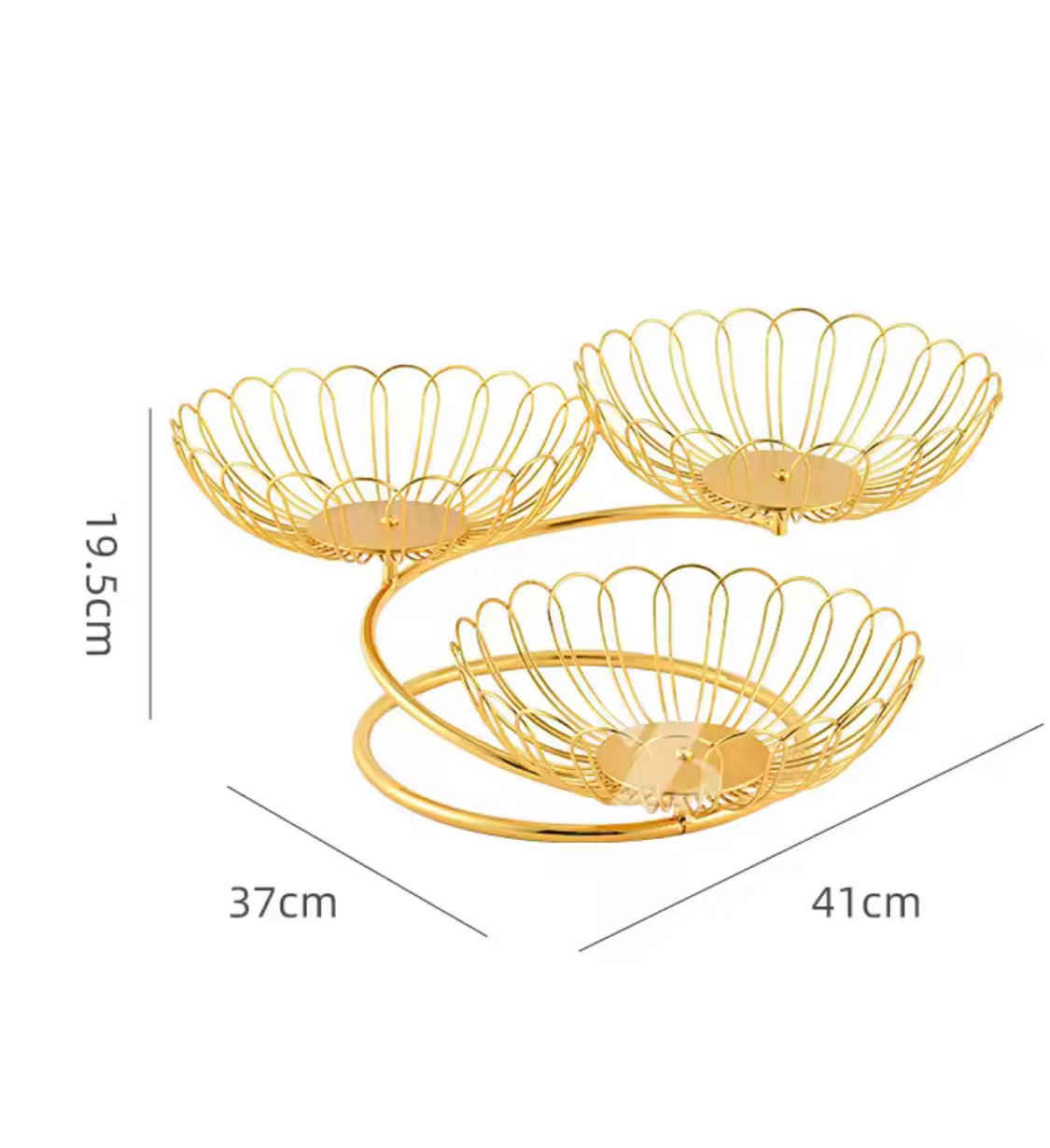 Luxury 3 Tier Gold Fruit Basket, Modern Gold Fruit Display Stand, Gold Metal Countertop Fruit Basket, Modern Wire Fruit Storage Basket