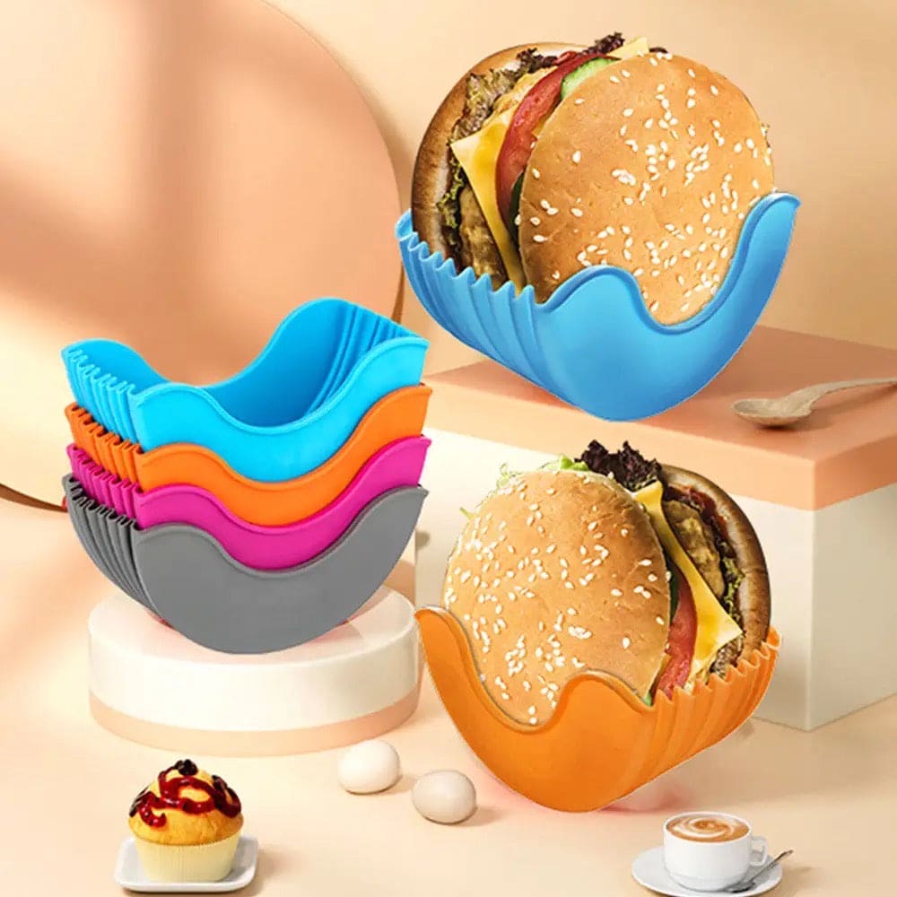 Lot De 4 Supports Rétractables Réutilisables Hamburger - Silicone Hygiénique Réglable Pour Sandwichs Et Sauces