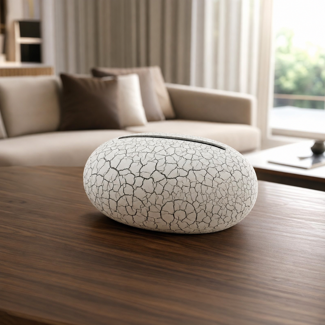 Elegant Pebble Shaped Tissue Dispenser, Aesthetic Stone Texture Tissue Holder, Decorative Oval Tissue Box