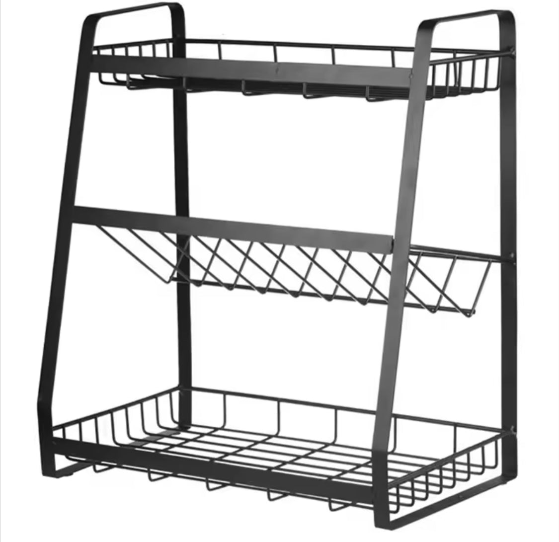3-Tier Stackable Seasoning Rack, Multi Layer Countertop Spice Rack, Kitchen Storage Rack