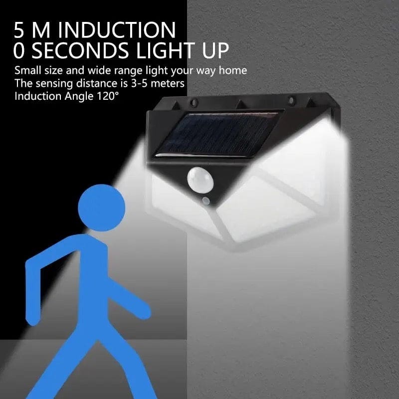 100 LED Solar Light, Motion Sensor Outdoor Solar Lamp, Courtyard Waterproof Stairs Outdoor Wall Light, Multifunctional Solar Lamp, Outdoor Garden Decoration Solar Led Light, Sunlight Powered Spotlight with Motion Sensor