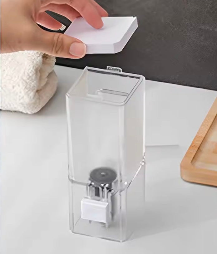 Non Punching Transparent Manual Press Soap Dispenser, Wall Mounted Soap Dispenser, Refillable Press Type Hand Wash Dispenser