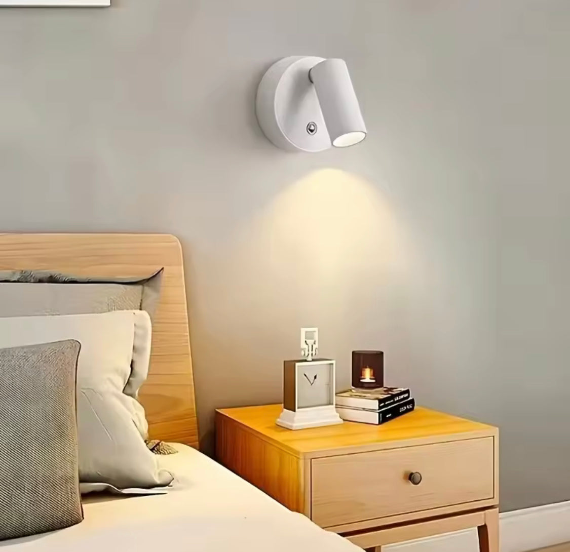 Adjustable LED Wall Sconce Light,Minimalist Cylinder Wall Light, Modern Round Base Wall Lamp