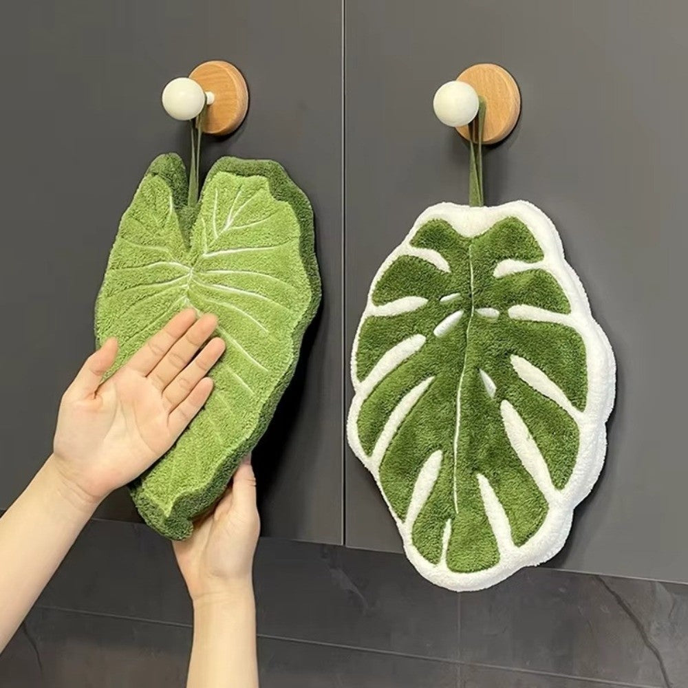 Leaf Shape Kitchen Hand Towel, Leaf Shaped Kitchen Towel, Decorative Leaf Hanging Towel, Thickened Absorbent Towel