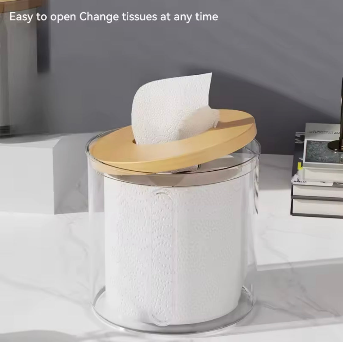 Desktop Tissue Organizer With Wooden Lid, Toilet Paper Holder, Tissue Paper Dispenser, Toilet Paper Napkin Holder